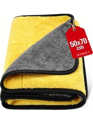 Kazan Hobi 70X50 cm Büyük Boy Çift Katlı Ultra Kalın Mikrofiber Araç Kurulama Havlusu