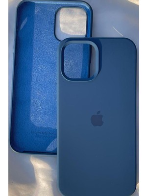 iPhone 15 Plus Için Kılıf Lansman Logolu Içi Yumuşak Kadife 15 Plus Kılıfı Silikon Pasific Blue