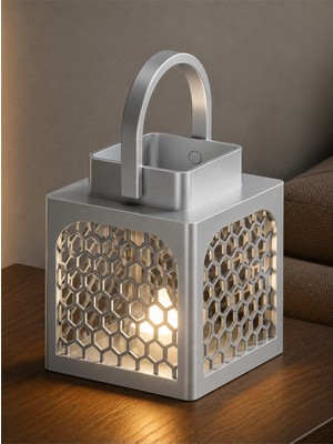 Fener Mumluk 3D Baskı El Yapımı Dekoratif Fener Modern ve Şık Ev Dekoru Gümüş