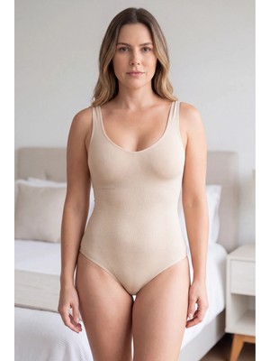 Melonika Premium Ten Rengi Kadın Korse Body Kalın Askılı Ln