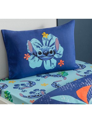 Taç Ara  Out Zorluteks Stitch Aloha Model Tek Kişilik Pamuk Lastikli Çarşaf Seti 2 Parça (100X200 cm Çarşaf Serisi