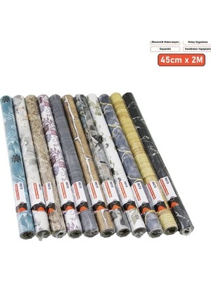 Ttt Desenli Folyo Duvar Kağıdı - 2 M x 45 cm - Karışık Desenler - Kendinden Yapışkanlı