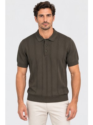 Vaganza Erkek Triko Polo Yaka Tişört U04089 Haki