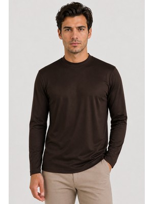 Vaganza Erkek Bisiklet Yaka Uzun Kollu T-Shirt U008171 Kahve