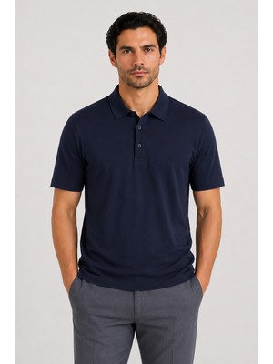 Vaganza Erkek Polo Yaka Düğmeli Tişört U008279 Lacivert