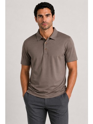 Vaganza Erkek Polo Yaka Düğmeli Tişört U008279 Vizon