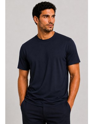 Vaganza Erkek Bisiklet Yaka T-Shirt U01039 Lacivert