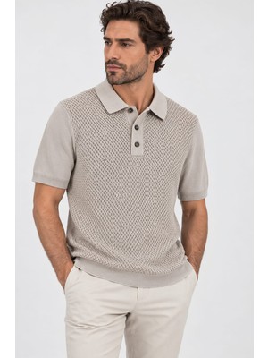 Vaganza Erkek Polo Yaka Kısa Kollu Triko U04098 Taş