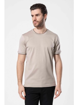 Vaganza Erkek Bisiklet Yaka Merserize T-Shirt U008319 Bej