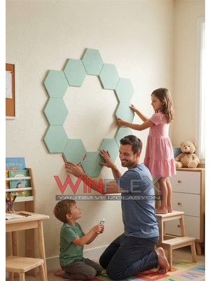 Winflex 12'li Altıgen Akustik Kumaş Panel (17X20 Cm) Su Yeşil
