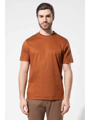 Vaganza Erkek Bisiklet Yaka Merserize T-Shirt U07018 Tobacco