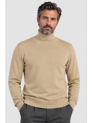 Gabbiacci Milano Erkek Balıkçı Yaka Yün Triko U008194 Bej