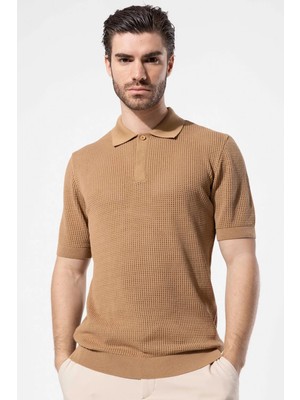 Vaganza Erkek Polo Yaka Kısa Kollu Triko U04087 Camel