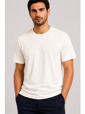 Vaganza Erkek Bisiklet Yaka T-Shirt U01039 Ekru