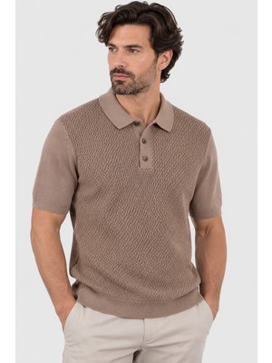 Vaganza Erkek Polo Yaka Kısa Kollu Triko U04098 Bej