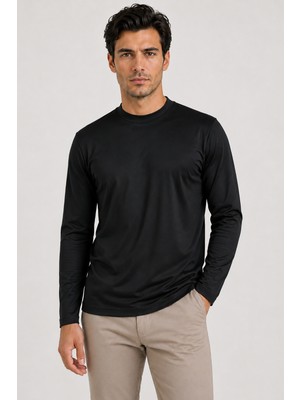 Vaganza Erkek Bisiklet Yaka Uzun Kollu T-Shirt U008171 Siyah