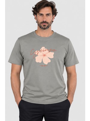 Sseinse Erkek Bisiklet Yaka Baskılı T-Shirt U007883 Yeşil