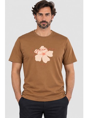 Sseinse Erkek Bisiklet Yaka Baskılı T-Shirt U007883 Kahve