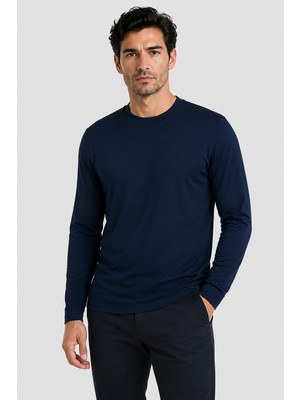 Vaganza Erkek Bisiklet Yaka Uzun Kollu T-Shirt U008171 Lacivert