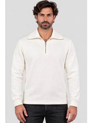 Dimattia Erkek Boğazlı Fermuarlı Sweatshirt U007835 Krem