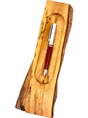 Divitpen Kahverengi Deri Dokulu Gümüş Kapaklı Roller Kalem