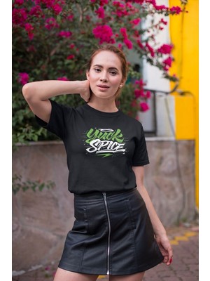Velmora Fashion Kadın Özel Baskılı Modern Fit %100 Pamuk Bisiklet Yaka T-Shirt
