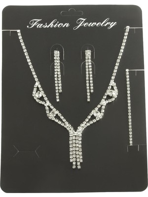 Meks Sallantılı Taşlı Set Kolye