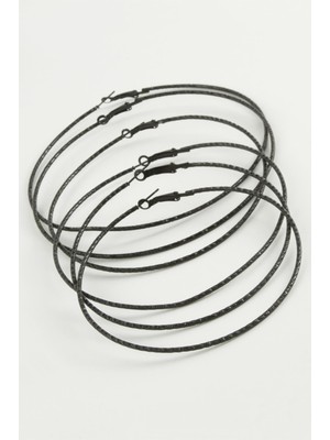 Meks Zikzak Desenli Metal Halka Küpe 6 Adet