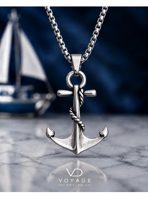 Voyage Accessory Antik Eskitme Gümüş Renk Paslanmaz Çelik Çapa Kolye