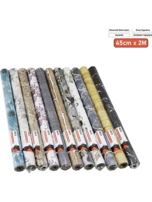 Nemere İthalat Desenli Folyo Duvar Kağıdı - 2 M x 45 cm - Karışık Desenler - Kendinden Yapışkanlı Nemere �