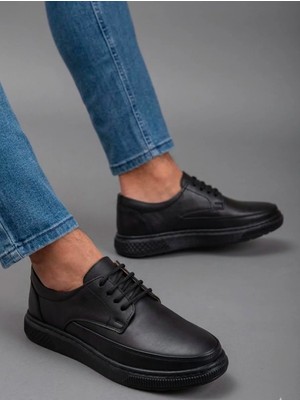 Beren Erkek Hakiki Deri Siyah Casual Günlük Ayakkabı Ortopedik Taban Comfort Sneaker