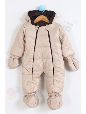 Bebek Vadisi YENİ Patikli İçi Peluş Eldivenli Kapüşonlu Çocuk Kar Kışlık Erkek Bebek Astronot Tulum Kozmonot Mont