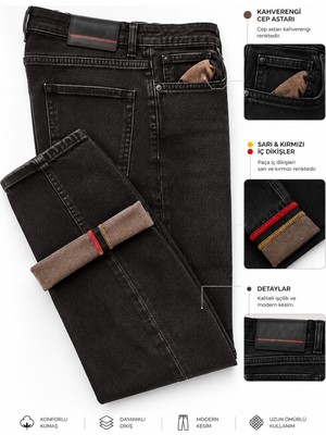 Deepsea Erkek Slim Fit Dar Kesim %98 Pamuk Likralı Taşlanmış Siyah Kot Pantolon Jean 2600026