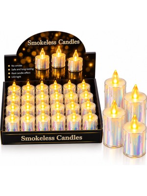 Store 24 Adet Büyük Boy Pilli Damlalı Akan Mum Modeli - Neon LED Mum Çap : 3.8cm Yükseklik : 8cm İ10-018