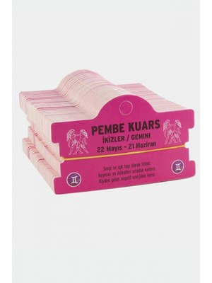 Pileli Store Pembe Kuars & Ikizler Burç Bileklik Kartı