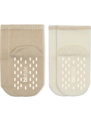 Bistyle Çemberli Basic Penye Kaymaz Soket Çorap 2li 10146 Bej