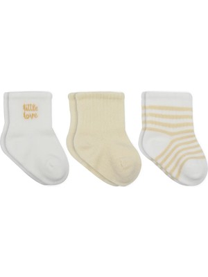 Bistyle Little Love Girl 3'lü Penye Soket Çorap 10137 Ekru