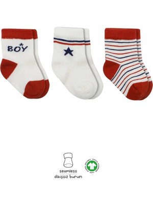 Bistyle 3'lü Penye Boy And Girl Soket Çorap 10114 Kırmızı