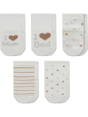 Bistyle Mom Dad Kutulu Penye Soket Çorap 5li 10148 Ekru Kahve