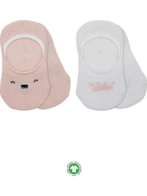 Bistyle 2'li Babet Cute Face Penye Çorap 30103 Pembe-Beyaz
