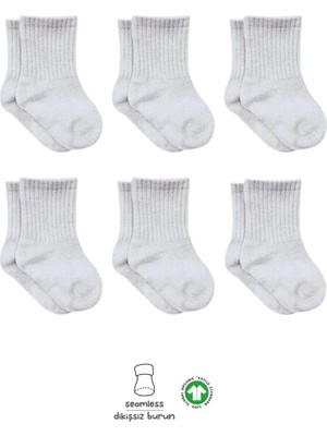 Bistyle 6lı Penye Düz Soket Çorap BS6008 Gri Melanj