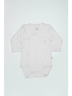 Bistyle Organik Natural Basic Style Kruvaze Uzun Kol Body BS17102 Beyaz