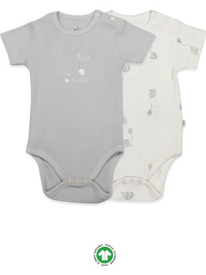 Bistyle Flying Elephant Yarım Kol 2'li Body 17116 Ekru Gri