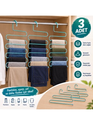 Hakan Living 3 Adet Pantolon Şal Eşarp Askısı 5 Katlı