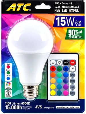 Varsoph Kumandalı - Rgb 15W=90W - E27 LED Ampul 1100LM 15000 Saat Ömür (5468)
