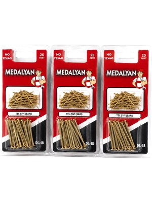 Ankaverse 300 Adet 12X40 Sarı Tp Çelik Tel Çivi 12X25PCS (5286)