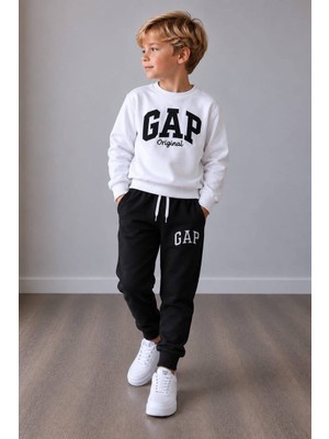 Yiğit Butik Erkek Çocuk Nakışlı Bisiklet Yaka Sweatshirt Jogger Pantolon Alt Üst Takım