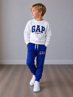 Yiğit Butik Erkek Çocuk Nakışlı Bisiklet Yaka Sweatshirt Jogger Pantolon Alt Üst Takım
