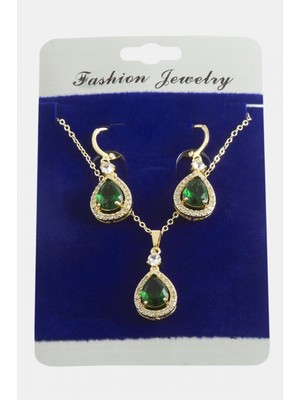 Pileli Store Damla Zirkon Taşlı Set Kolye