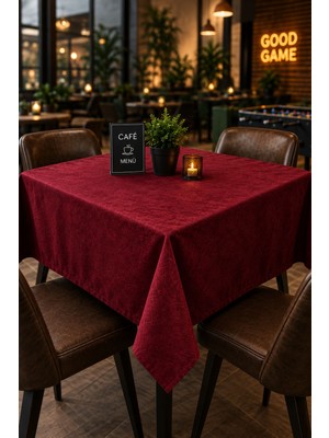 Bin1çeşit Kahve Cafe Kıraathane Masa Örtüsü 140X140CM Bordo Renk